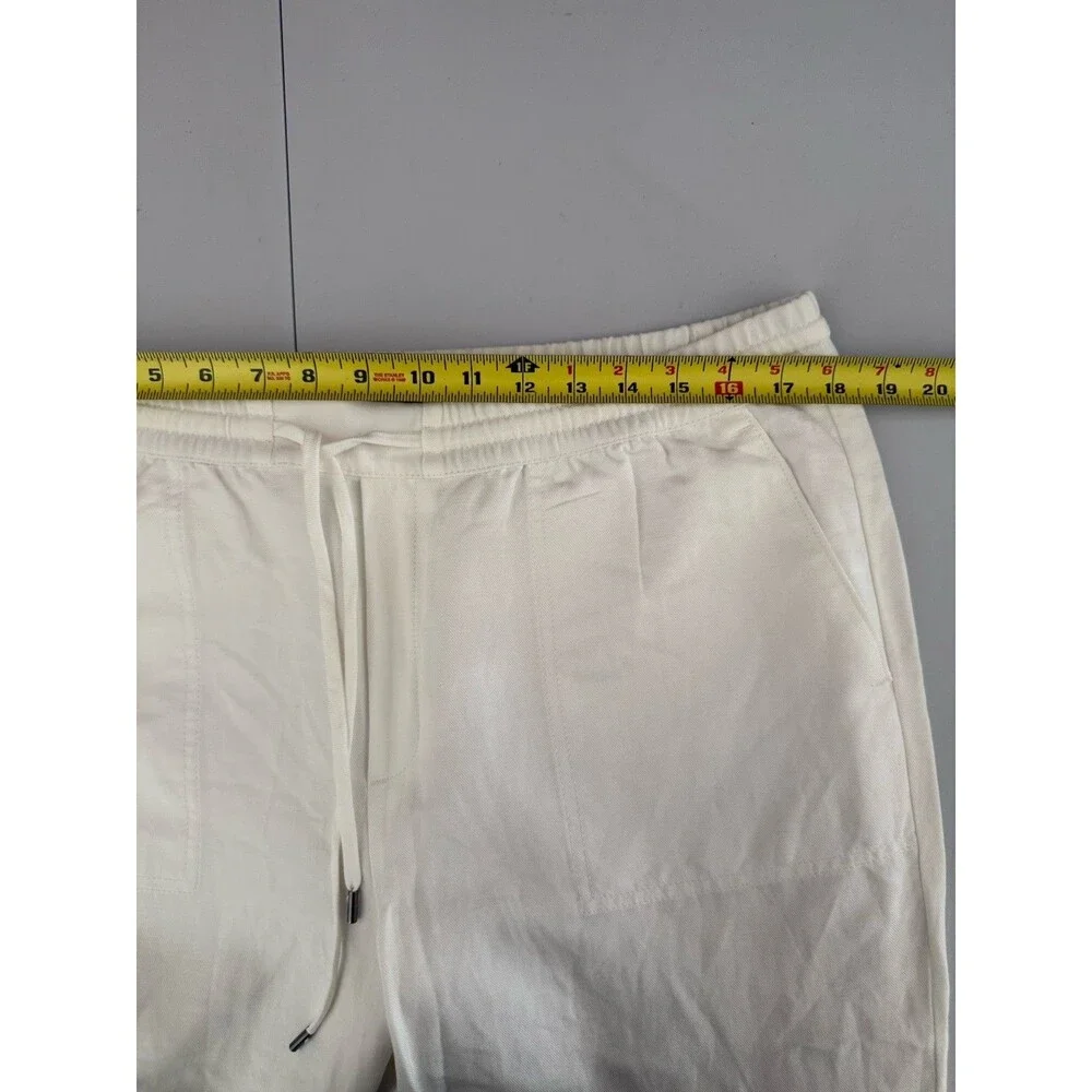 Banana Republic Pants Large White Womens Linen Blend Pull On Lagenlook NWOT